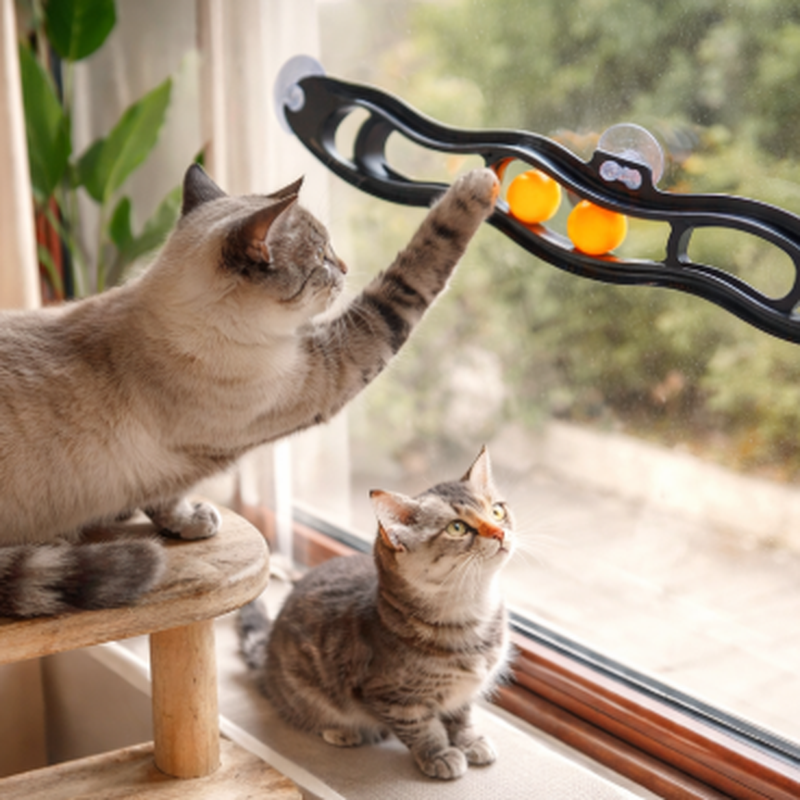 Suction Cup Cat Track Ball Wall Toy for Pets