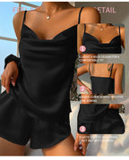 Backless Spaghetti Strap Ice Silk Shorts Pajama Set