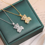 Full Rhinestone Cute Bear Pendant Necklace