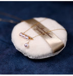 Balanced Falling Sound Vacuum Gold Zircon Pearl Balance Beam Clavicle Chain