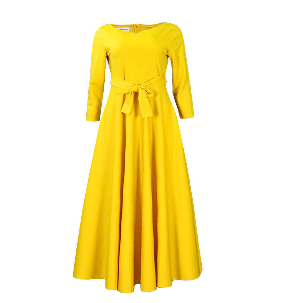 Simple Tie-Waist Plus Size Dress