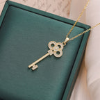 Full Rhinestone Light Luxury Key Pendant Necklace