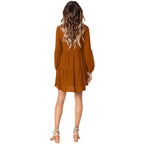 Women's V-Neck Belted Straight Dress