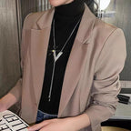 Adjustable Silver V-Letter Clavicle Chain Necklace