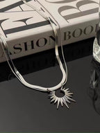 Double-Layer Sunflower Snake Chain Necklace