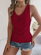 V-Neck Spaghetti Strap Hollow-Out Knitted Sexy Top