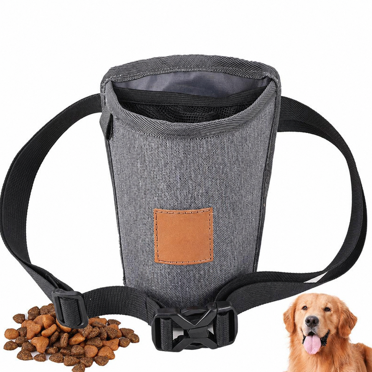 Dog Training Treat Pouch with Adjustable Waist Belt & Poop Bag Dispenser