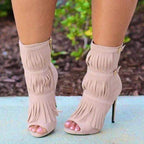 Womens Tassel Zipper Fashion High Heels