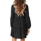 Women's V-Neck Belted Straight Dress